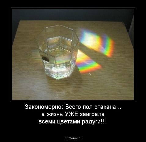 Закономерно: Всего пол стакана...  а жизнь УЖЕ заиграла всеми цветами радуги!!!